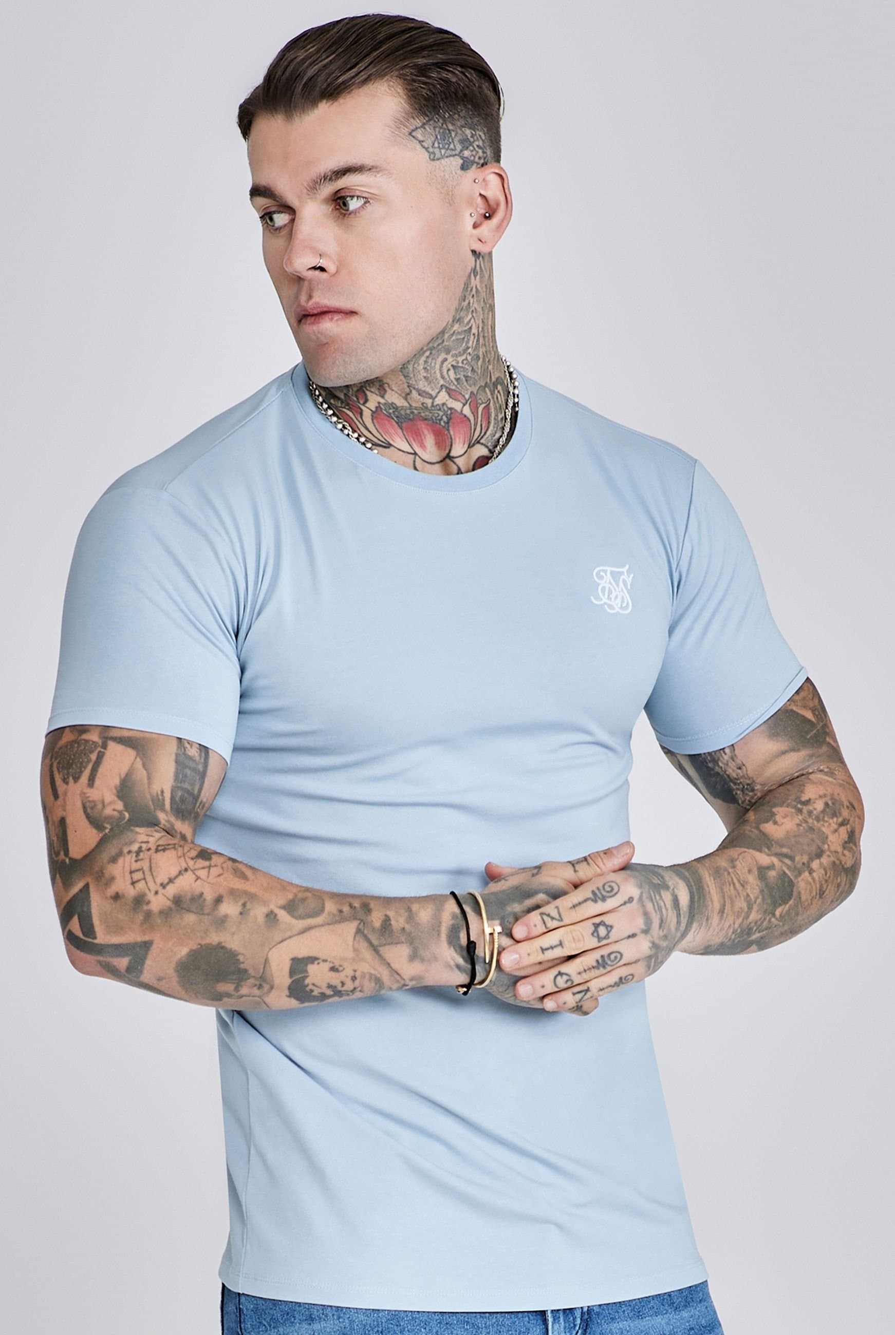SikSilk SikSilk Men's Essentials T-Shirt in Blue