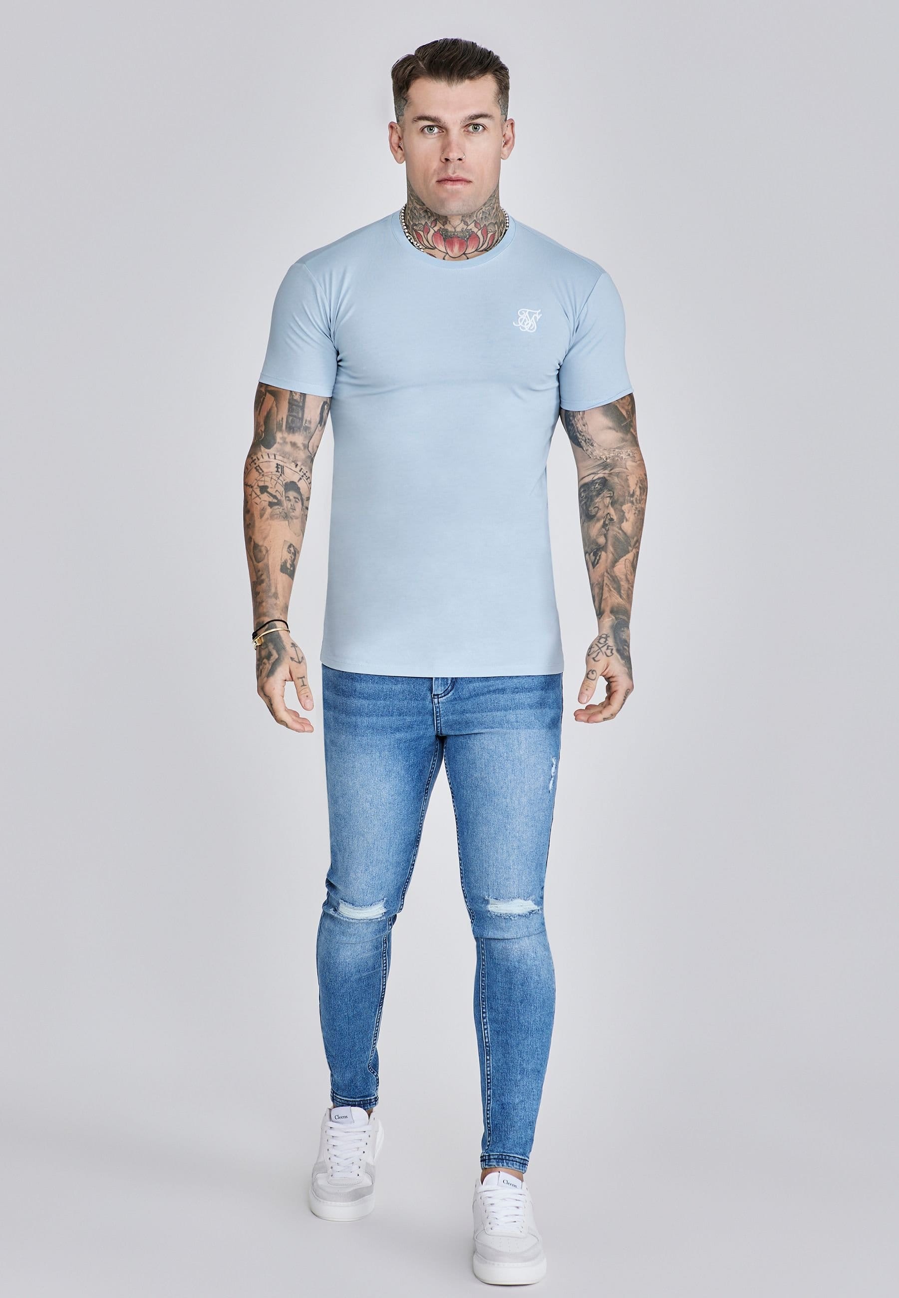 SikSilk SikSilk Men's Essentials T-Shirt in Blue - 4
