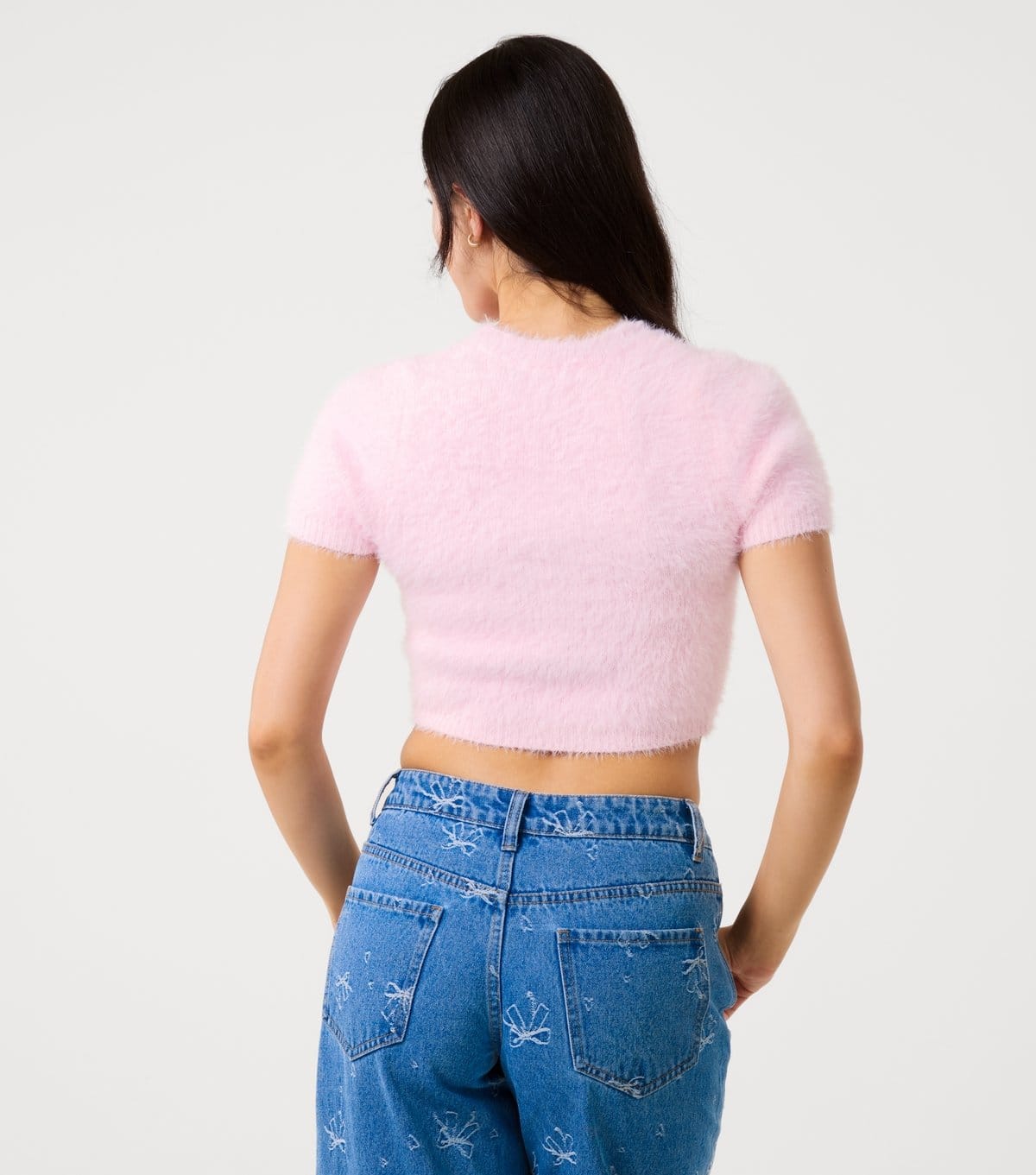 Pink Vanilla Women's Pink Short Sleeve Fluffy Jumper Pink Vanilla New Look - 4