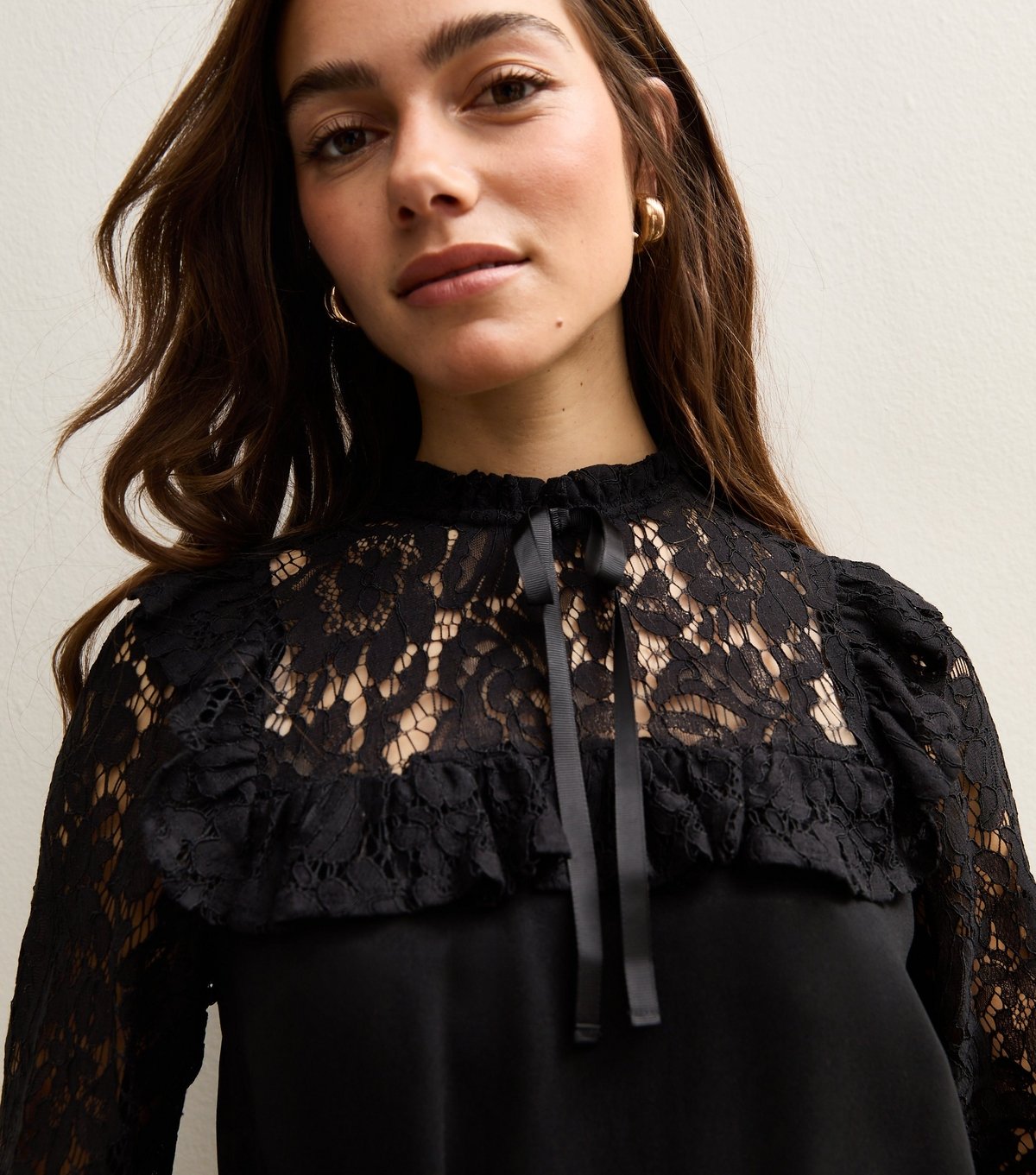 New Look Women's Petite Black Lace Detail Smock 2 in 1 Mini Dress New Look - 2