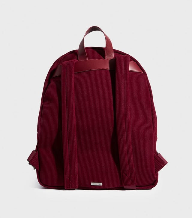 Skinnydip Burgundy Floral Embroidered Corduroy Backpack Skinnydip New Look - 3