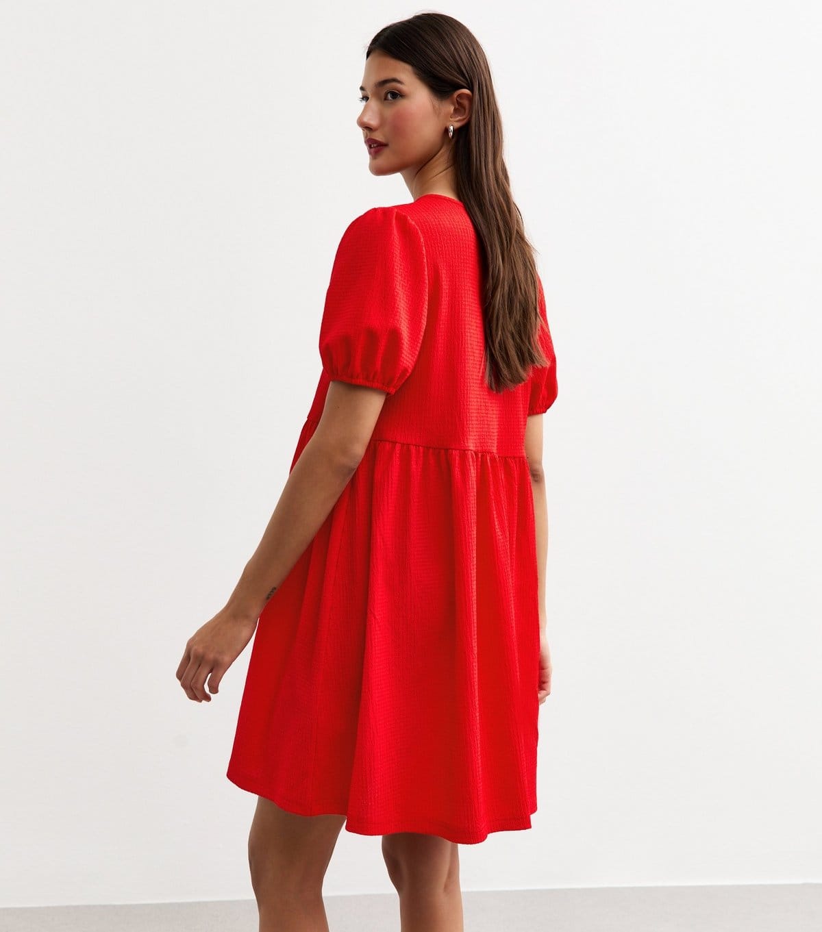 New Look Women's Red Crinkled Texture Tie Front Mini Dress New Look - 4