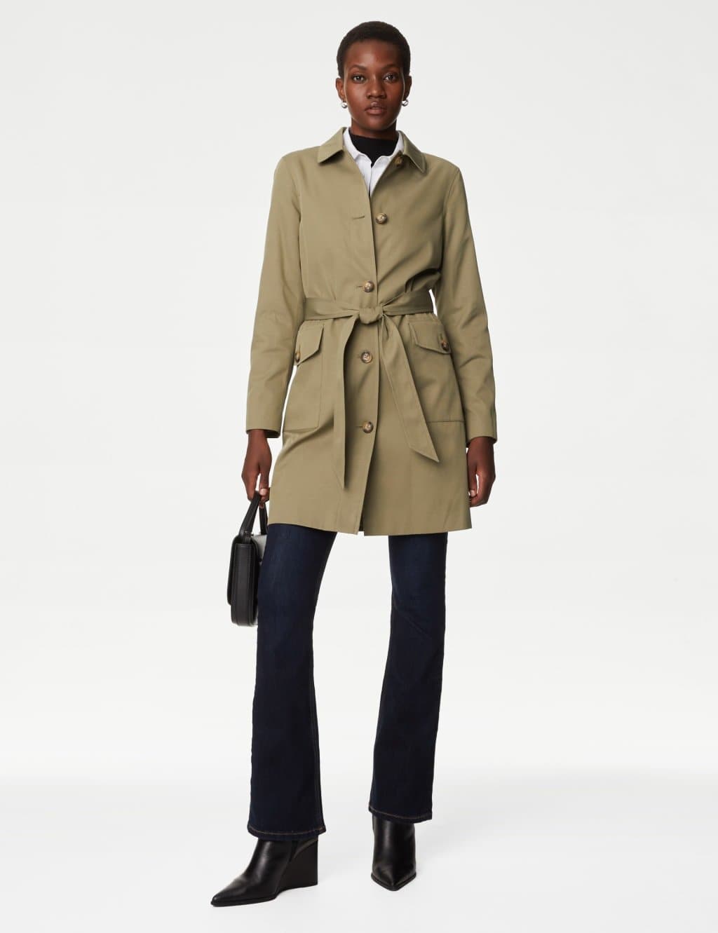 Marks & Spencer M&S Stormwear™ Belted Single Breasted Trench Coat Faded Khaki
