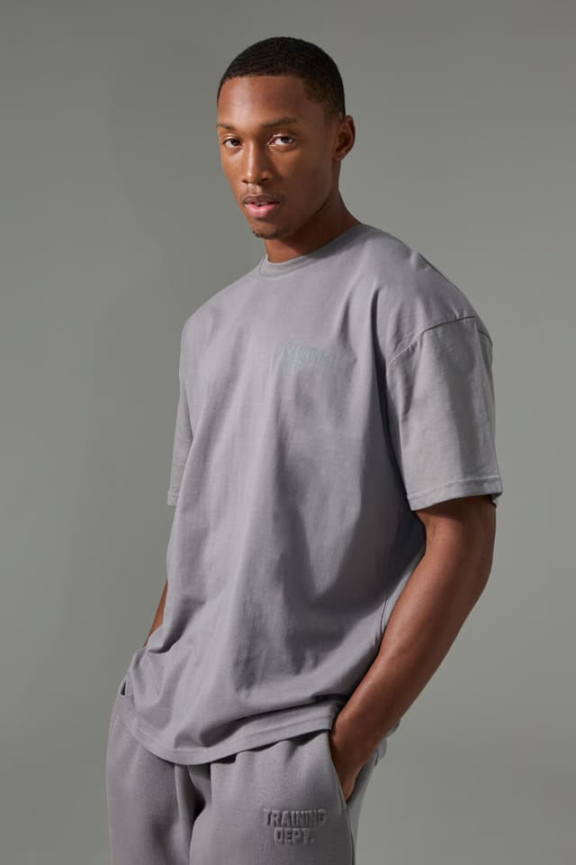Training Dept. Training Dept. Men's Training Dept Oversized Embossed T-shirt in Charcoal - 3