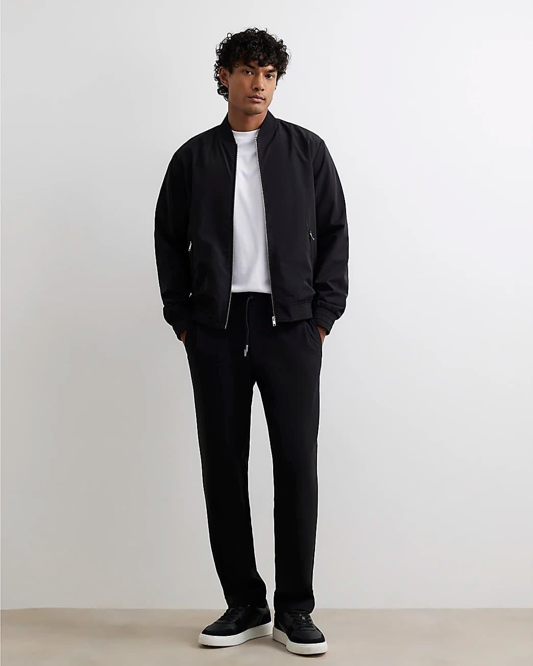 River Island Mens River Island Black Slim Fit Elasticated Smart Joggers