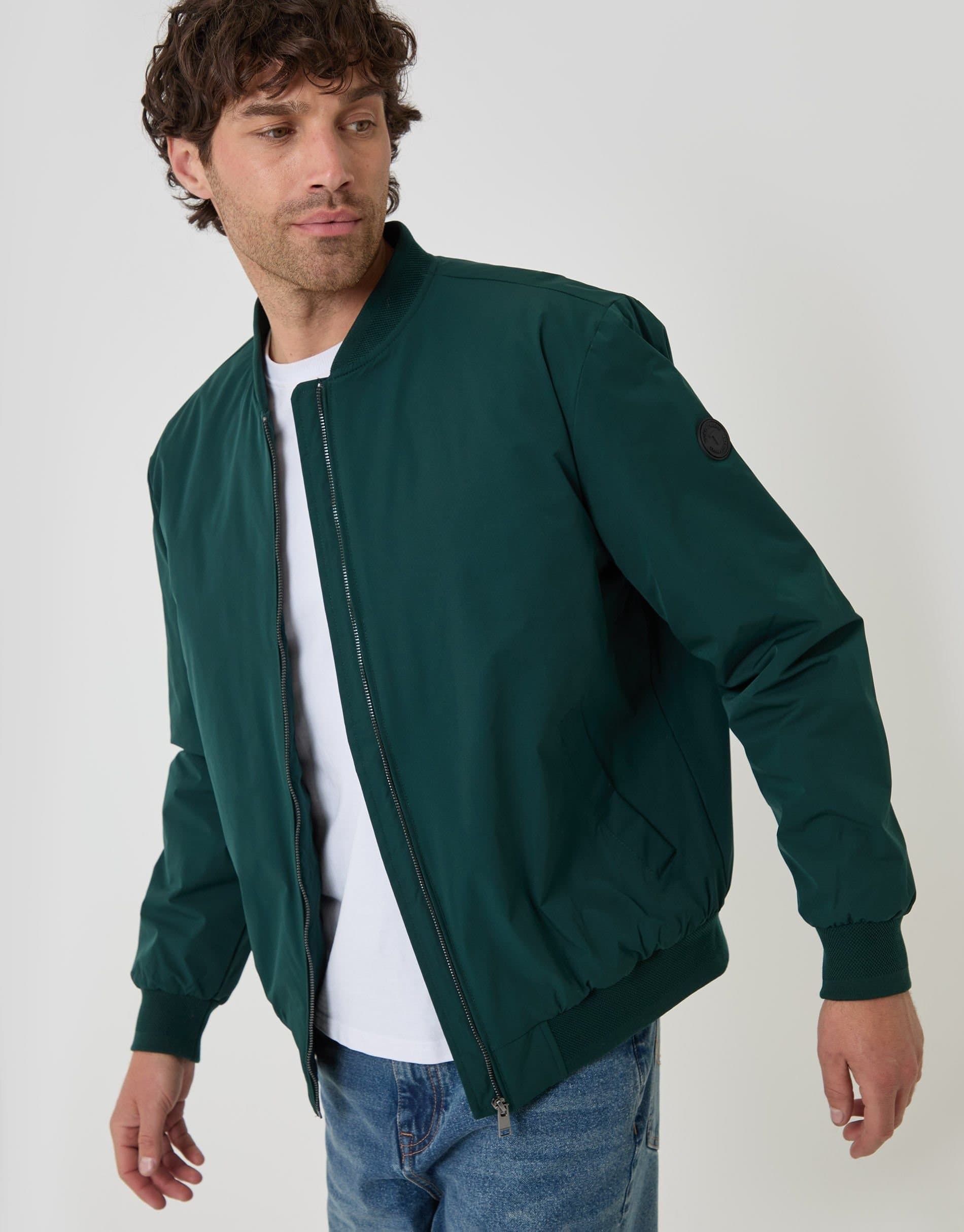 Threadbare threadbare Men's Showerproof Padded Bomber Jacket in Green