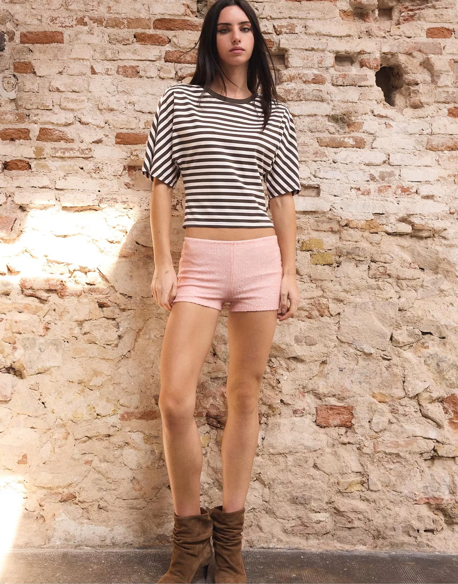 ASOS ASOS Pastel Pink Sequin Mini Shorts