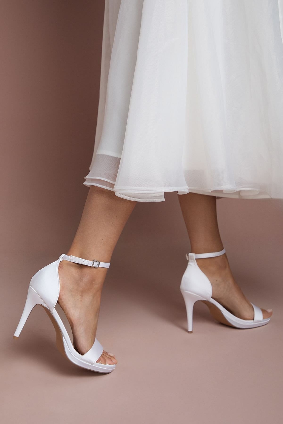 Coast Coast Women's Bridal Talia Satin Platform High Heel Sandals in White - 4