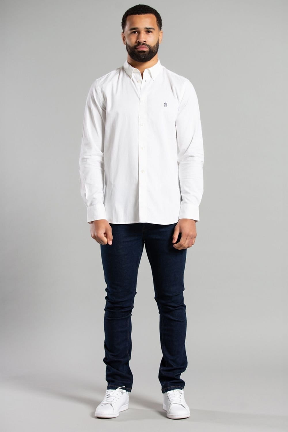 French Connection French Connection Men's Cotton Long Sleeve Oxford Shirt in White - 4