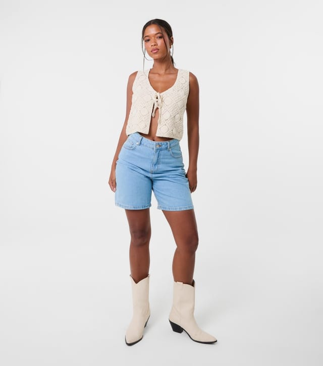 Pink Vanilla Women's Stone Crochet Waistcoat Pink Vanilla New Look - 2