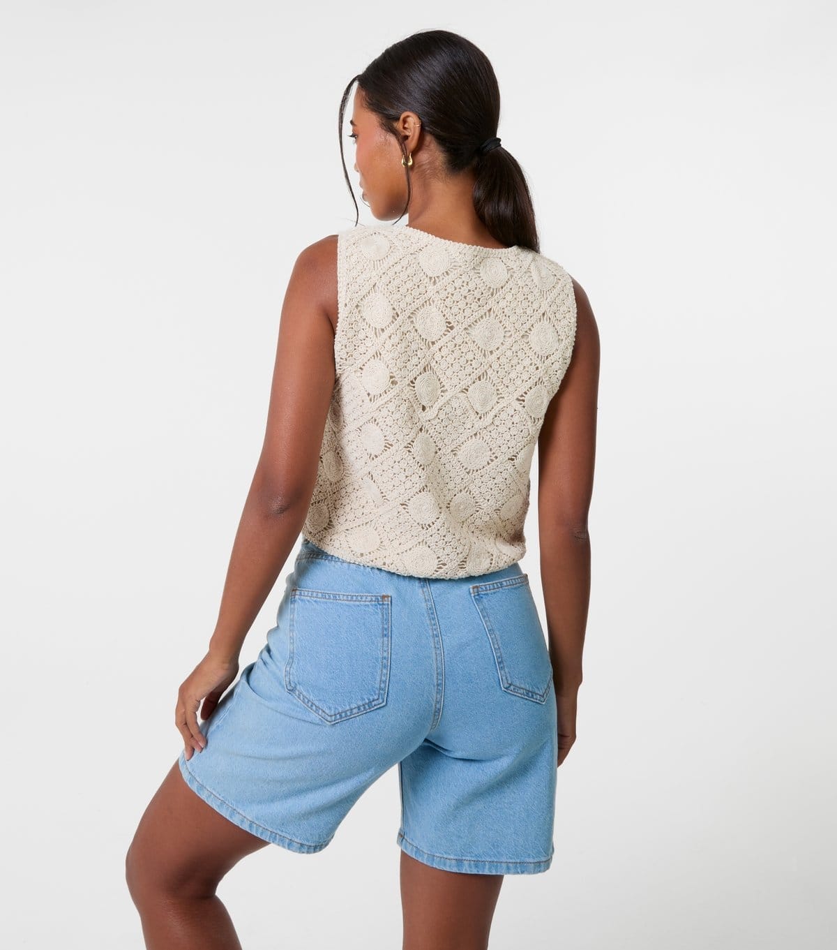 Pink Vanilla Women's Stone Crochet Waistcoat Pink Vanilla New Look - 4