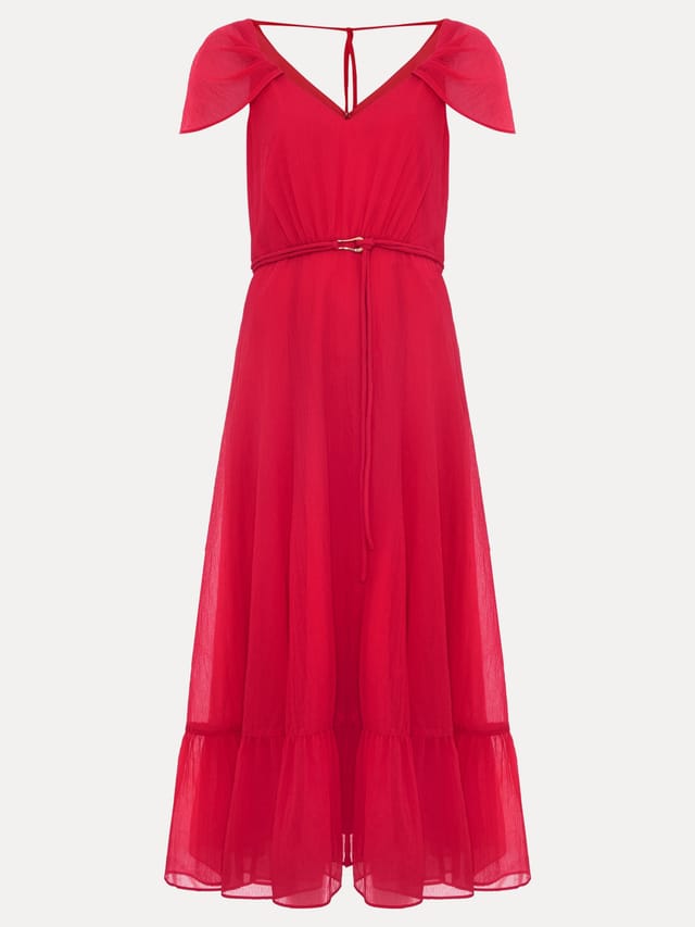 Phase Eight Phase Eight Women's Jen Gathered V-Neck Midi Dress in Cerise - 2