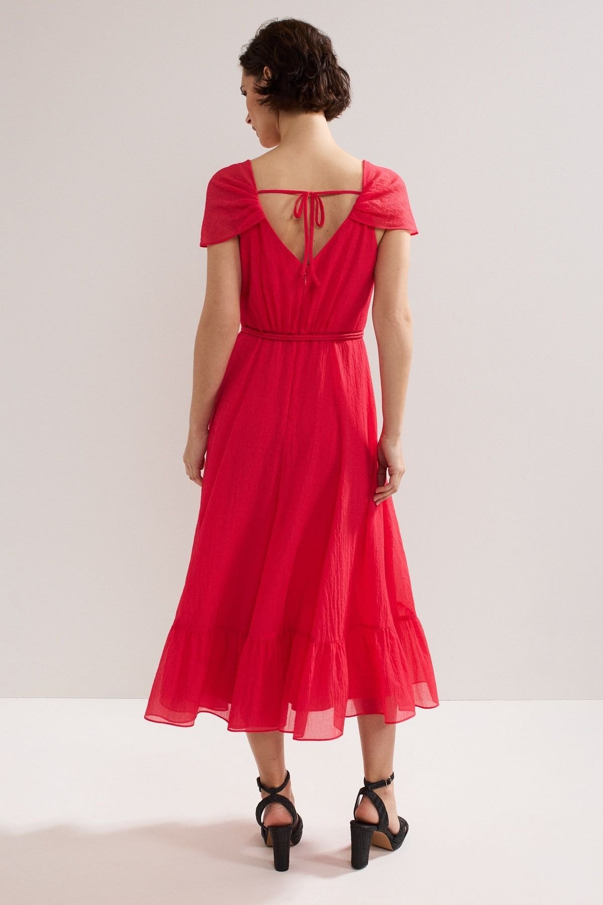 Phase Eight Phase Eight Women's Jen Gathered V-Neck Midi Dress in Cerise - 4