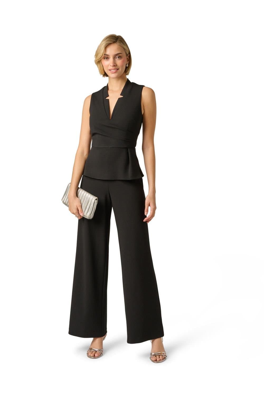 Adrianna Papell Adrianna Papell Women's Crepe Peplum Jumpsuit in Black