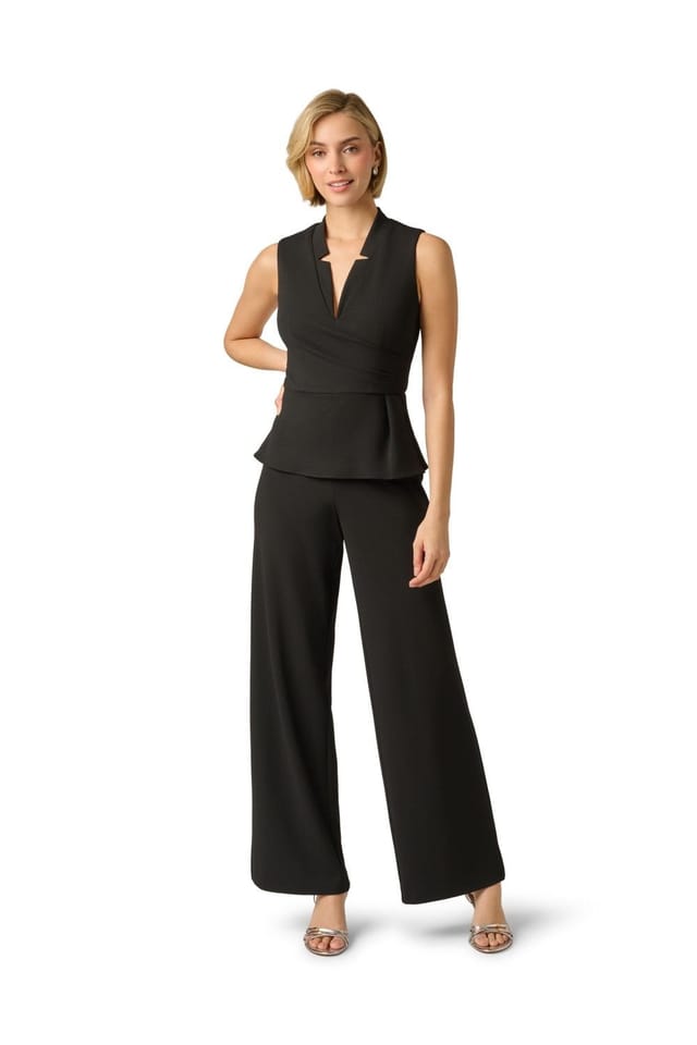 Adrianna Papell Adrianna Papell Women's Crepe Peplum Jumpsuit in Black - 2
