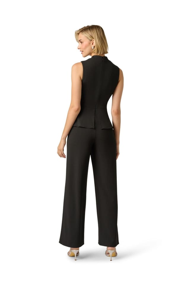 Adrianna Papell Adrianna Papell Women's Crepe Peplum Jumpsuit in Black - 3