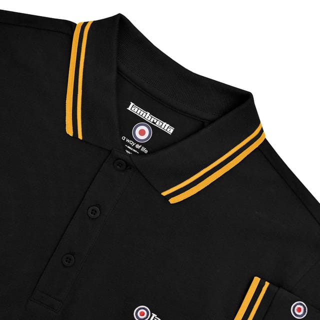 Lambretta Lambretta Men's Tipped Big & Tall Polo Shirt in Black - 3
