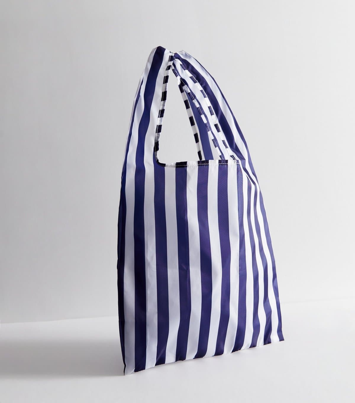 New Look New Look White/Blue Stripe Packable Shopper Tote Bag
