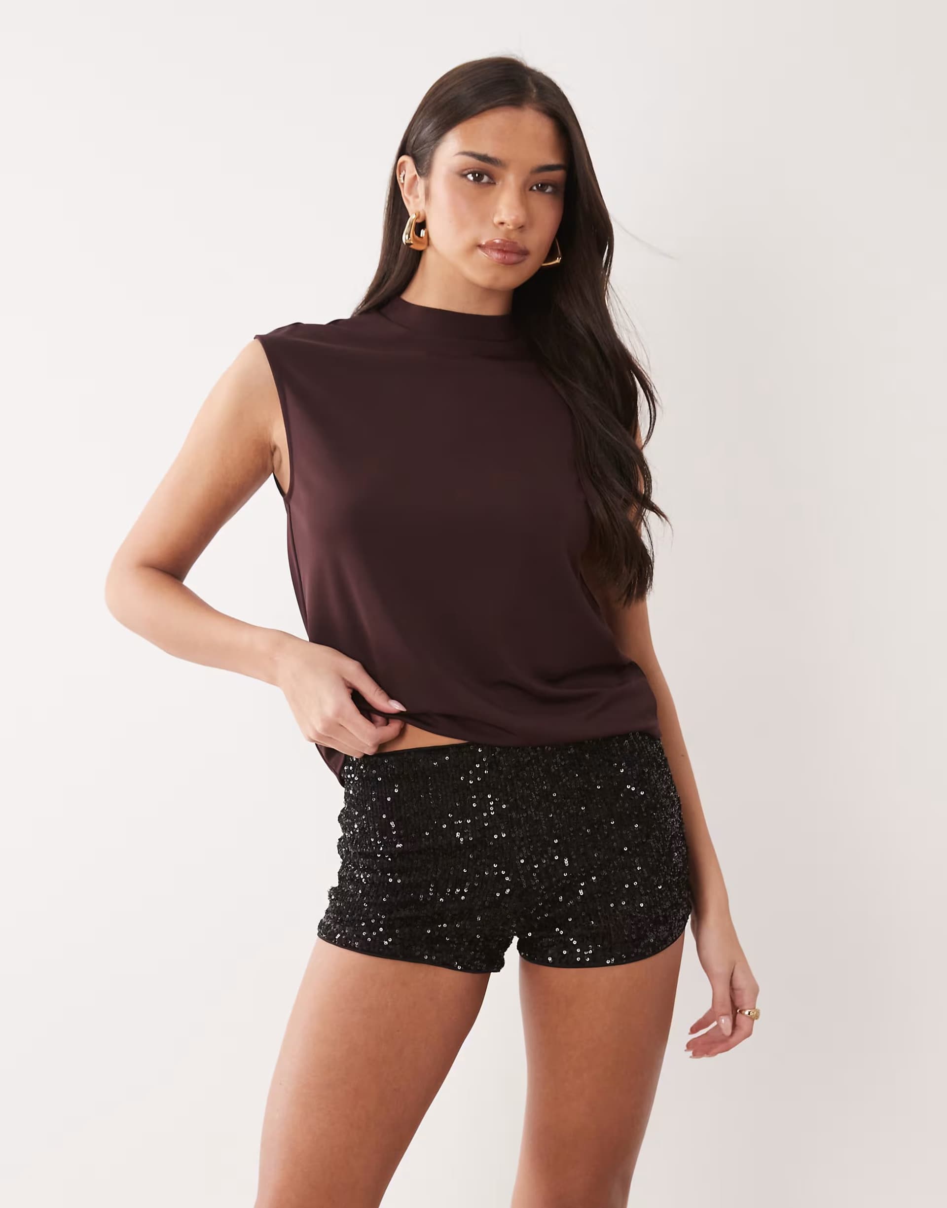 ASOS ASOS DESIGN sequin mini short in black