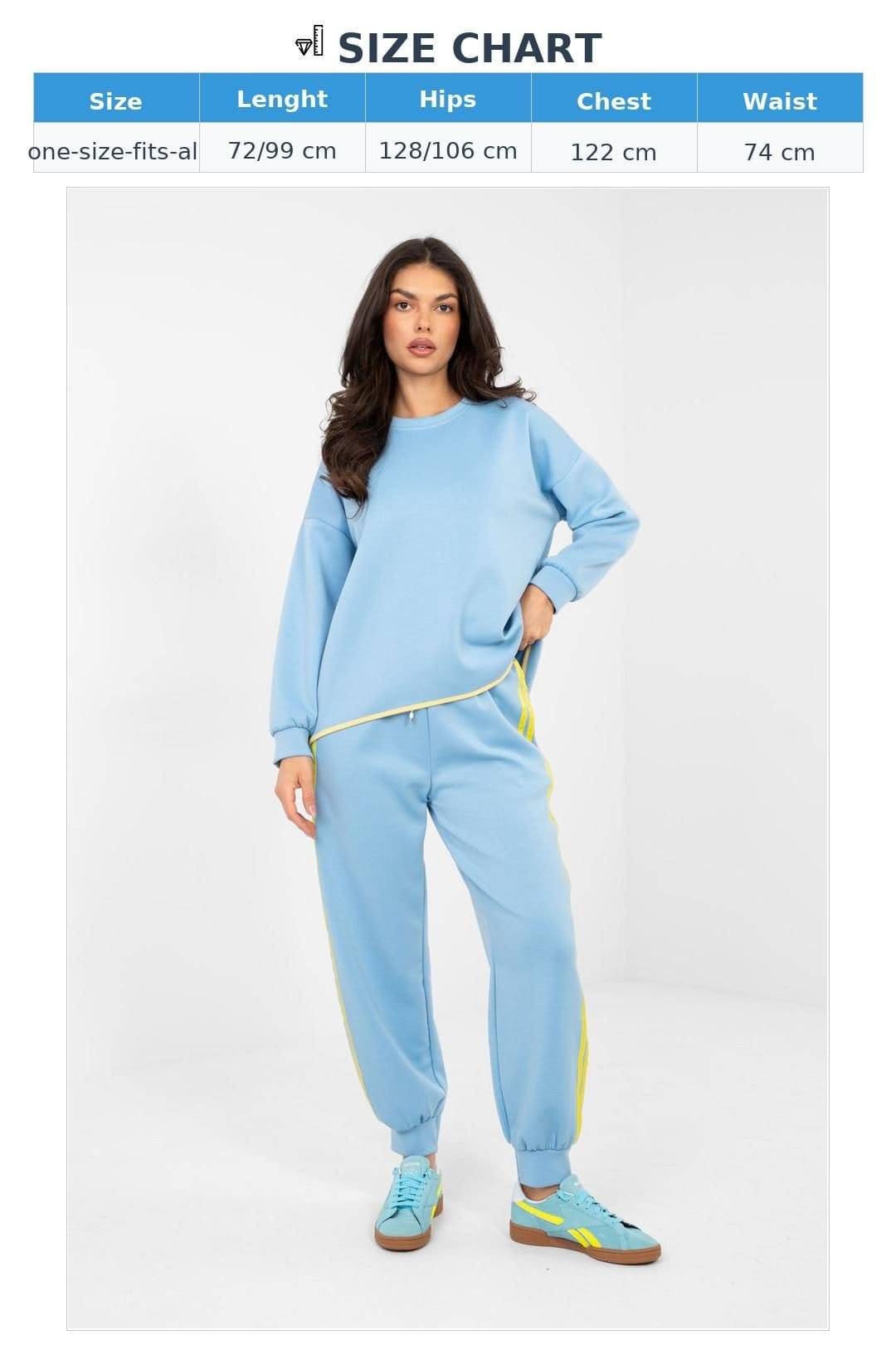 Love Lace Love Lace Women's Stylish Sweatshirt & High Waist Sweatpants Set in Blue - 4