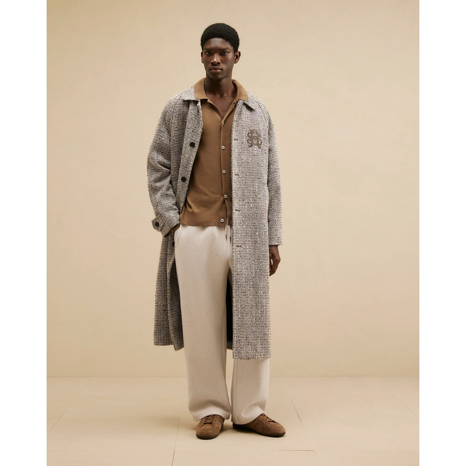 River Island Mens River Island Grey Embroidered Coat