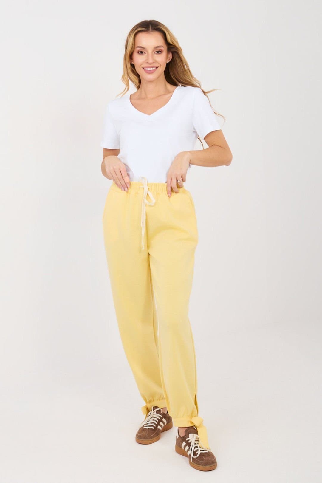 Love Lace Love Lace Women's Casual High Waist Jogger Sweatpants with Pockets in Yellow