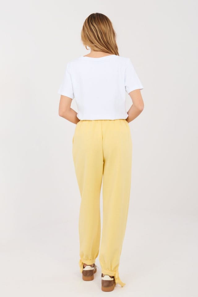 Love Lace Love Lace Women's Casual High Waist Jogger Sweatpants with Pockets in Yellow - 3