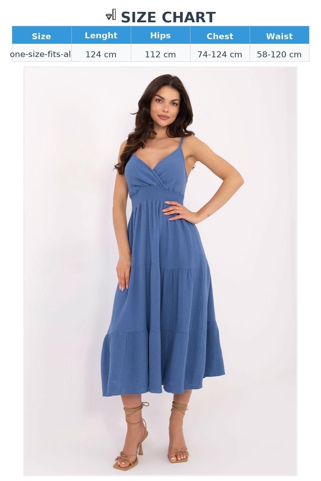 Love Lace Love Lace Women's Breathable Muslin Summer Midi Dress with Frill in Blue - 4