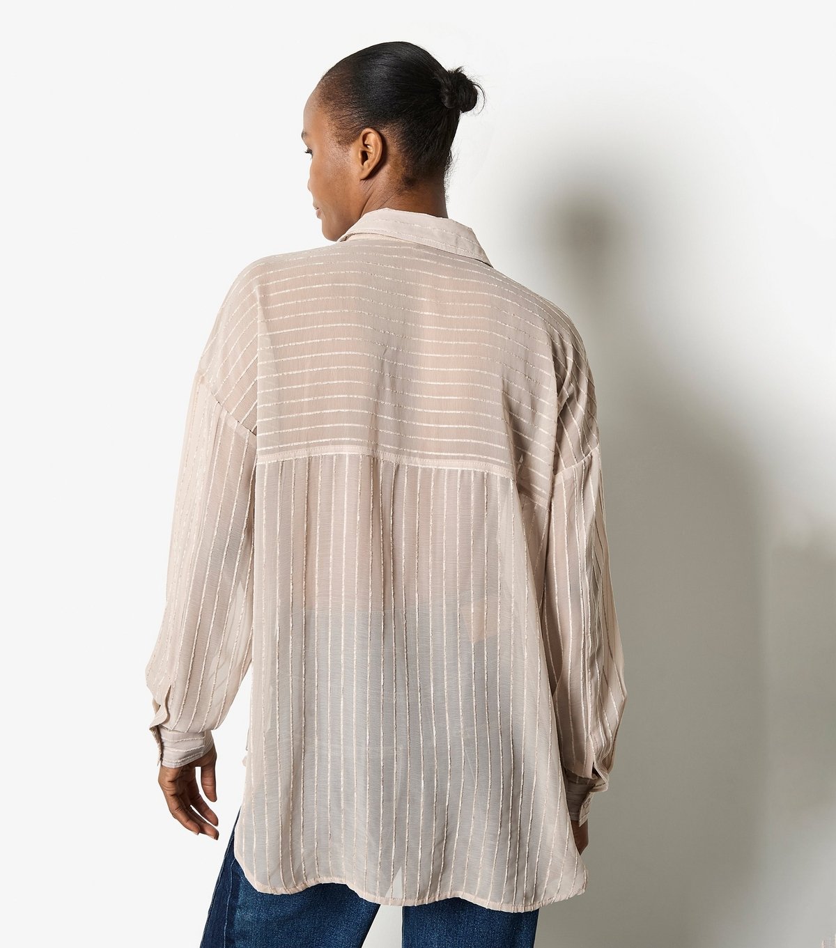Apricot Women's Stone Chenille Sheer Oversized Shirt Apricot New Look - 2