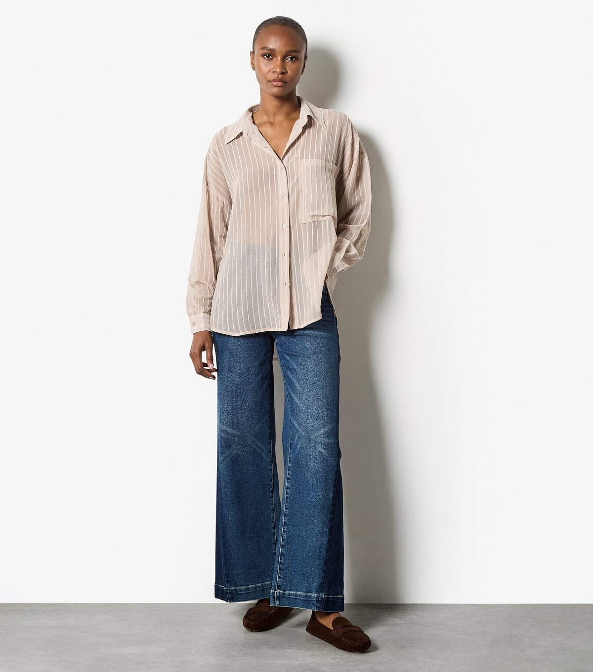 Apricot Women's Stone Chenille Sheer Oversized Shirt Apricot New Look - 3