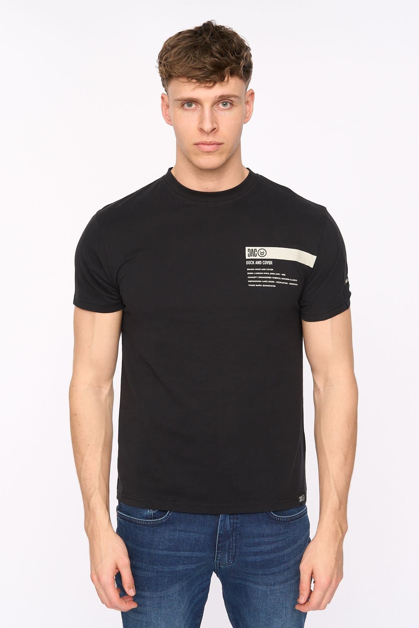 Duck&Cover Duck&Cover Men's Tatick Premium T-Shirt with Raised Chest Graphic in Black