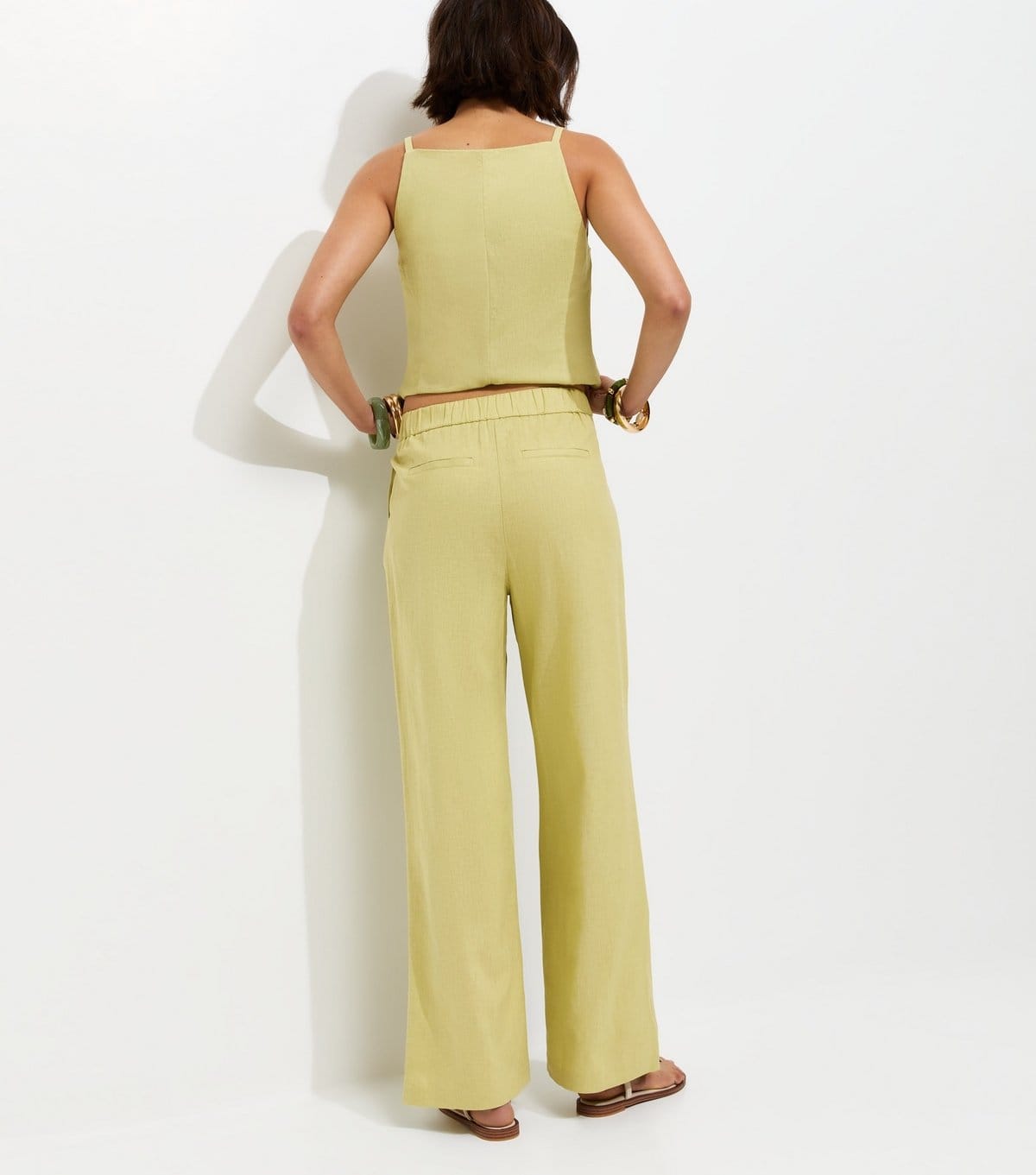New Look Women's Light Green Linen Rich Tailored Trousers New Look - 4