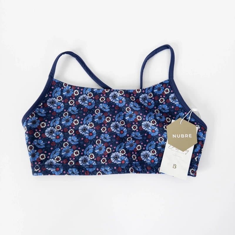 buff bunny Buff Bunny High Roller Reversible Sports Bra Size M NEW Navy Floral