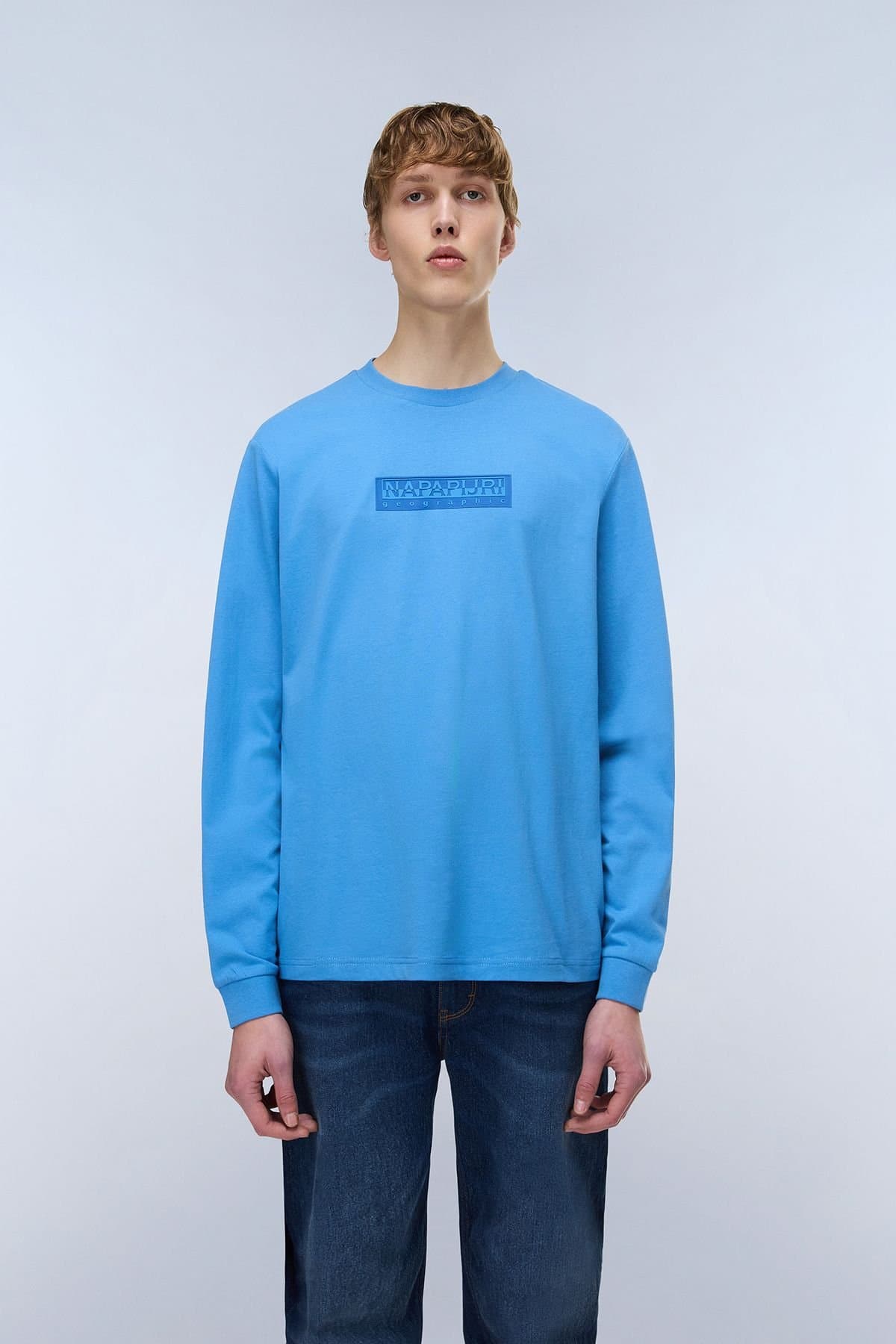 Napapijri Napapijri Men's S-Box Logo T-Shirt Blue Jasper