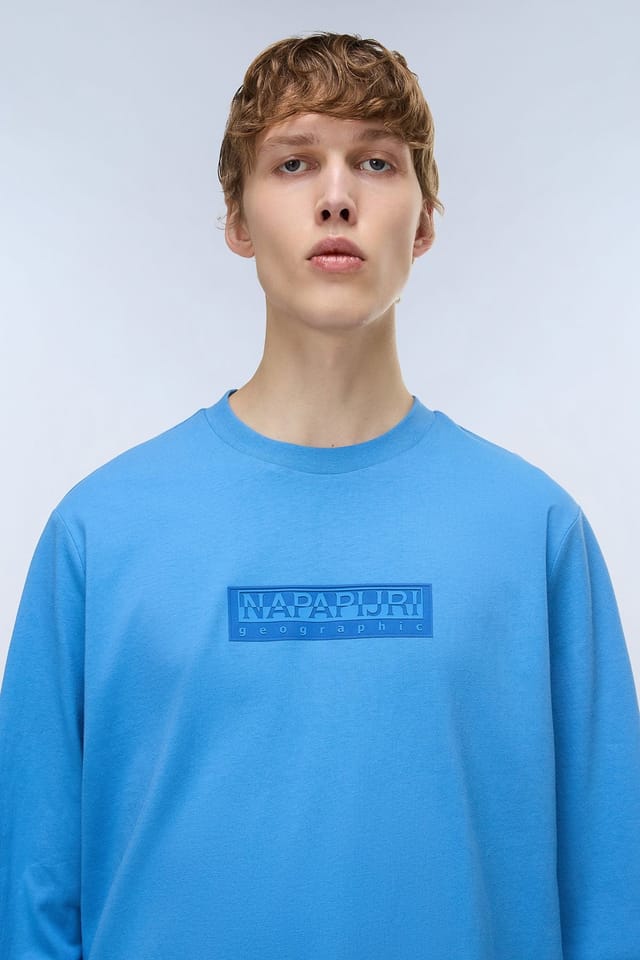 Napapijri Napapijri Men's S-Box Logo T-Shirt Blue Jasper - 3