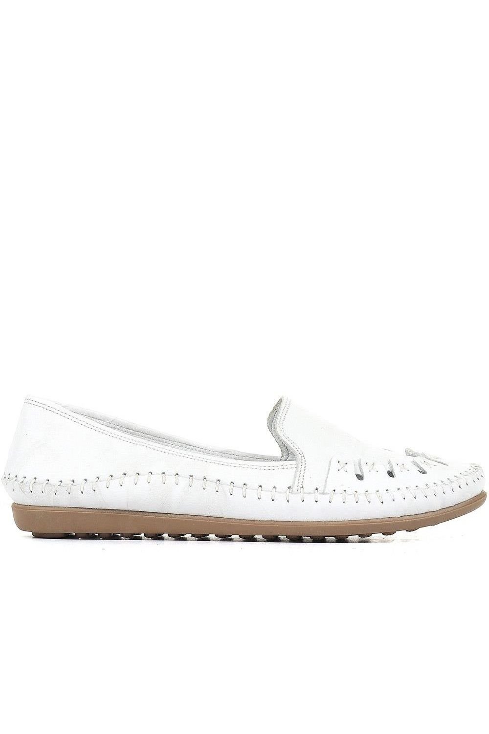 Pavers Pavers Women's Leather Slip-On Pumps in White - 2