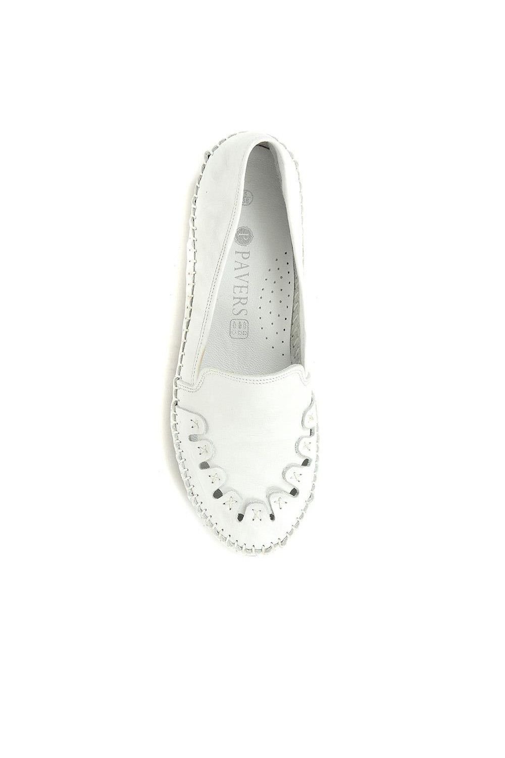 Pavers Pavers Women's Leather Slip-On Pumps in White - 4