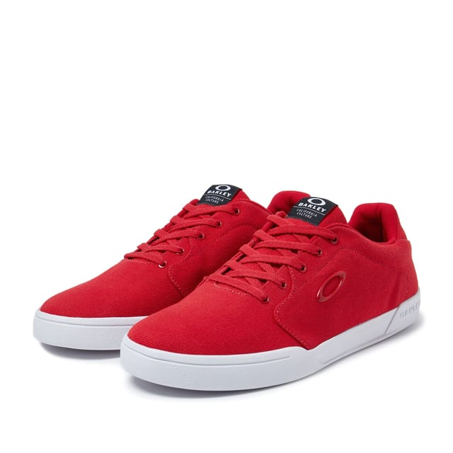 Oakley Oakley Men's Lace-Up Red Canvas Plimsolls - 2