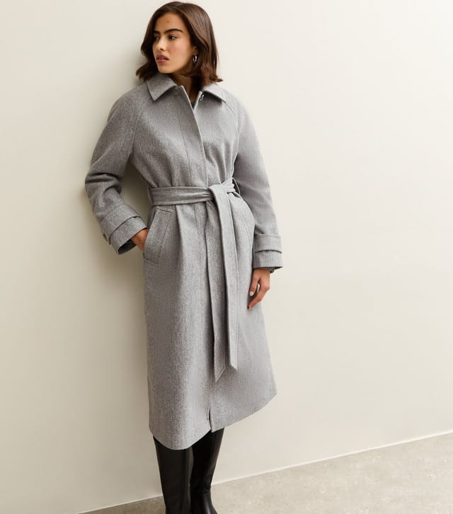 New Look Women's Grey Button Front Belted Midi Coat New Look - 3