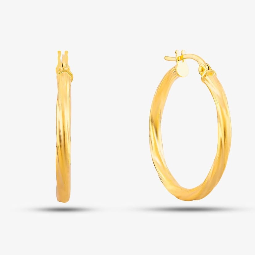 T.H.Baker T.H.Baker Women's 9ct Yellow Gold Twist Hoop Earrings UER041Y - 1