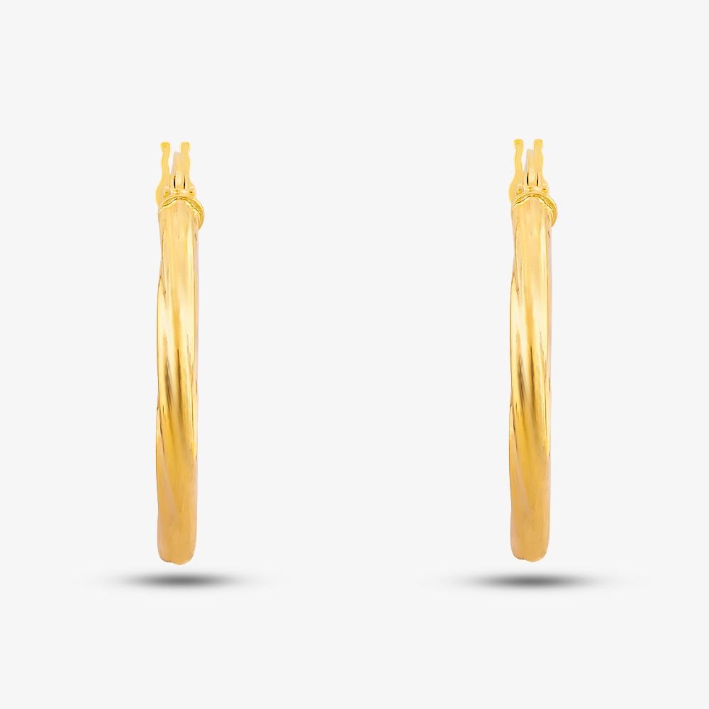 T.H.Baker T.H.Baker Women's 9ct Yellow Gold Twist Hoop Earrings UER041Y - 2