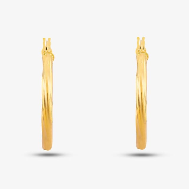 T.H.Baker T.H.Baker Women's 9ct Yellow Gold Twist Hoop Earrings UER041Y - 2