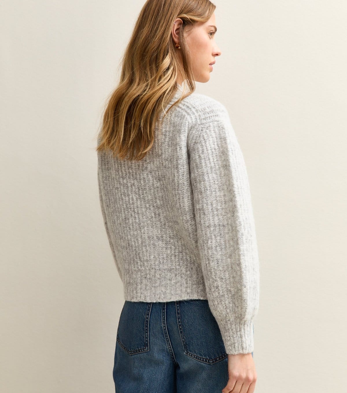New Look Women's Light Grey Chunky Knit V-Neck Cardigan New Look - 4