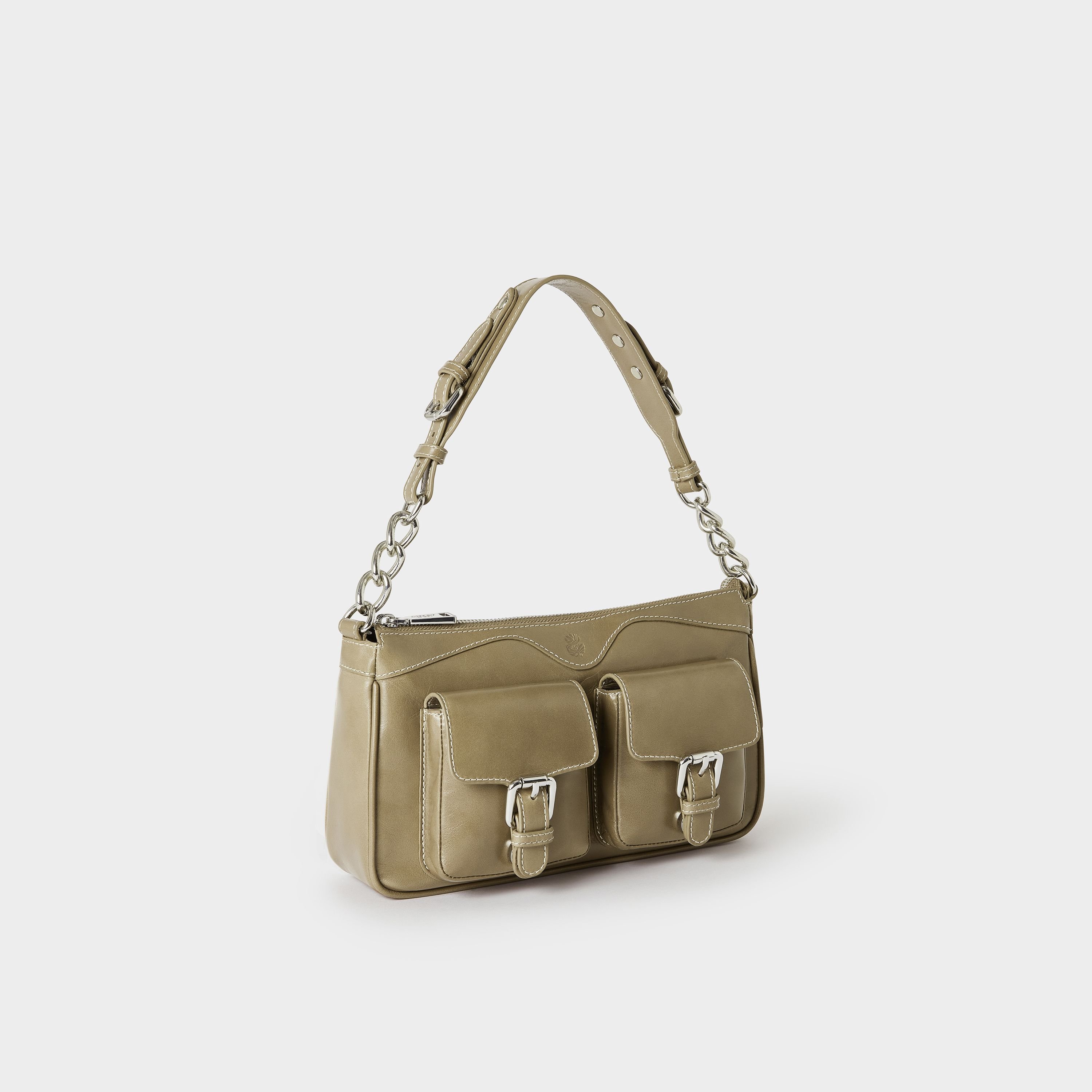 OSPREY LONDON OSPREY LONDON Women's The Cali Leather Shoulder Bag in Taupe - 3