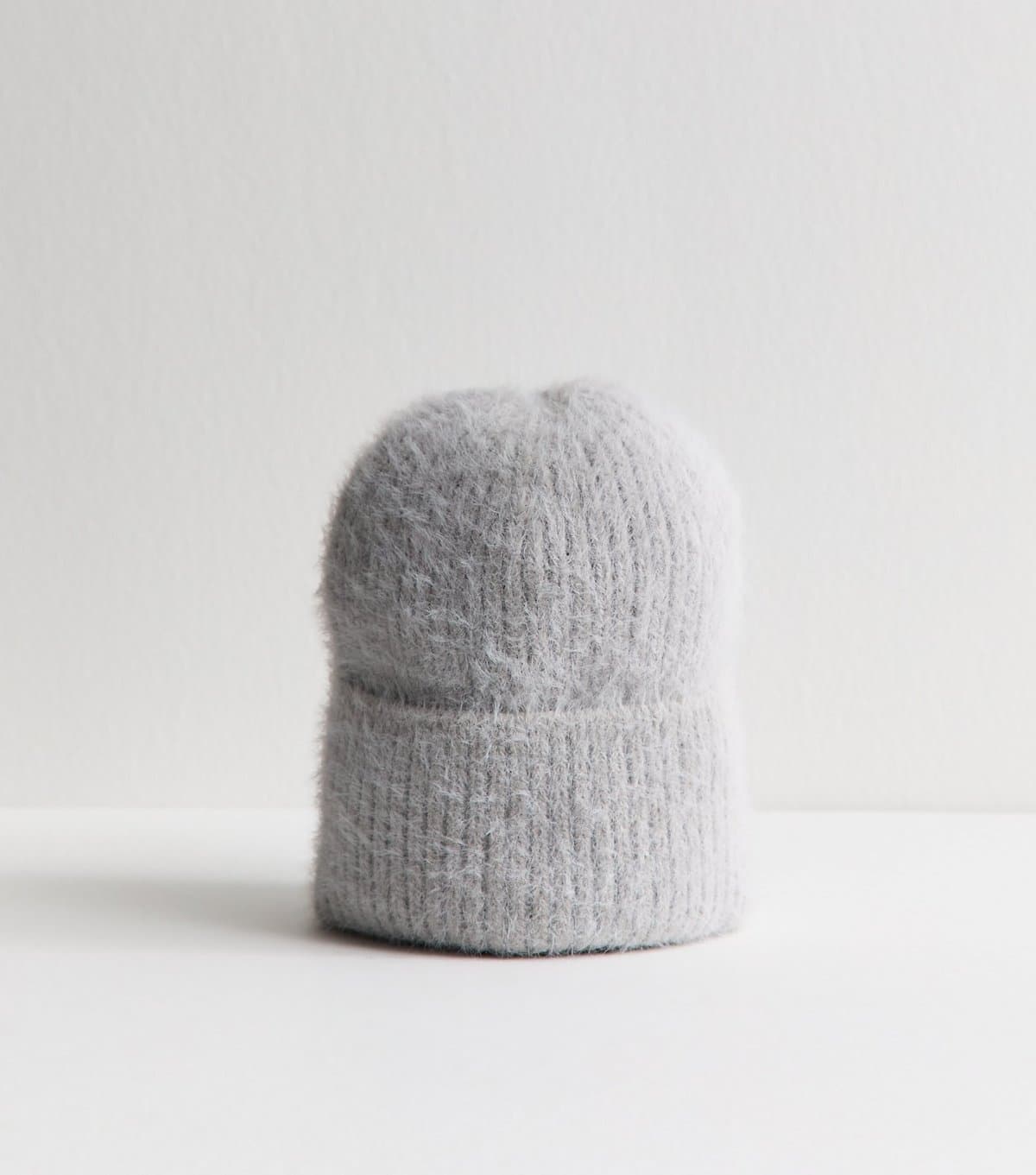 New Look New Look Grey Fluffy Knit Beanie
