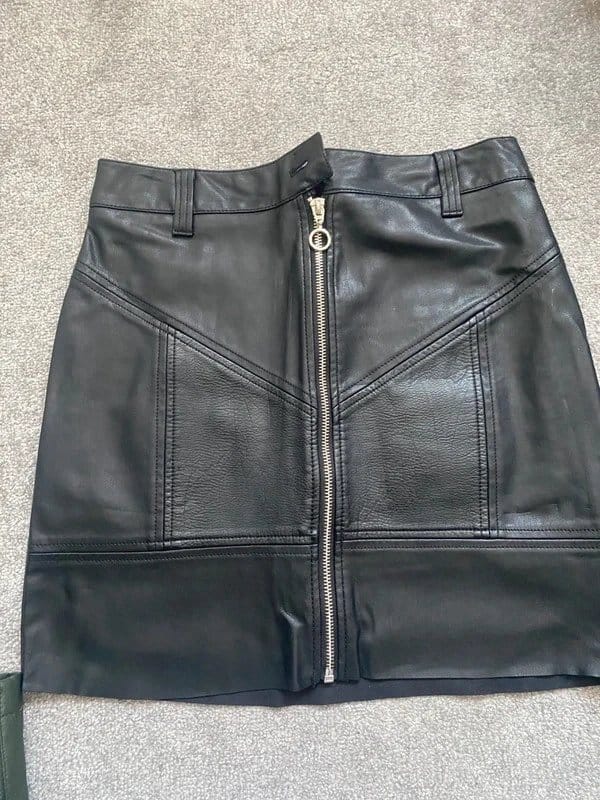 Topshop Black Faux Leather Mini Skirt Size 8