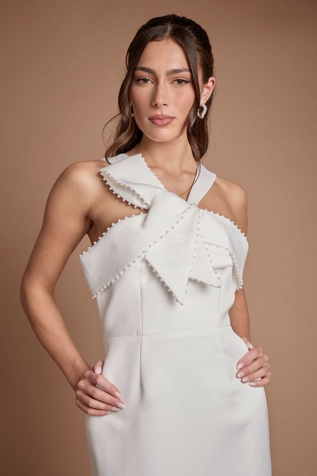 Coast Coast Women's Halter Neck Pearl Detail Colum Wedding Dress in Ivory - 2