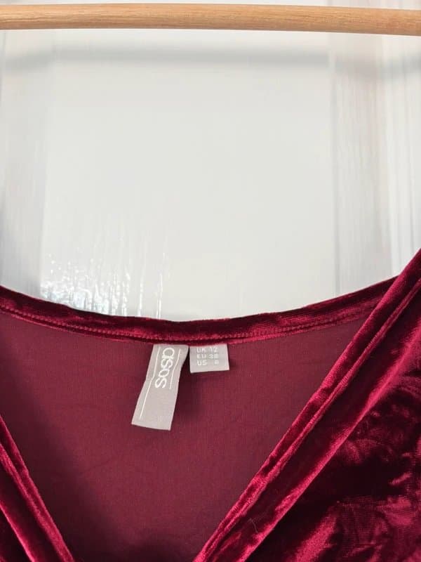 ASOS ASOS red velvet vintage style strappy dress with side splits size 12
