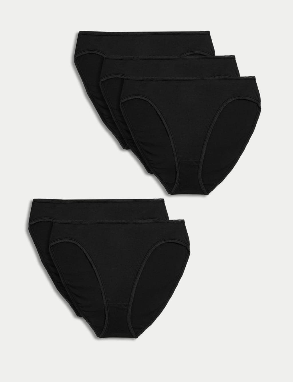 Marks & Spencer M&S 5pk Pure Cotton High Leg Knickers Black