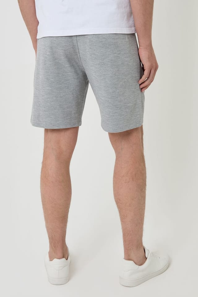 Threadbare Threadbare Men's Pique Pleated Sweat Shorts in Light Grey - 2